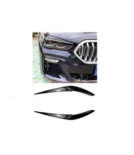 Φρυδάκια Μπροστινών Φαναριών Για Bmw X5 G05 & X6 G06 2018+ Βαμμένα Μάυρο Γυαλιστερό Χρώμα 2 Τεμάχια 