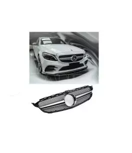 Μάσκα Για Mercedes-Benz C-Class W205 14-18 Amg C63 Look Μαύρο/Χρώμιο 1 Τεμάχιο 