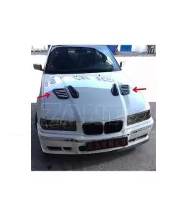 Αεραγωγοί Καπό Αυτοκόλλητοι Universal Τύπου Bmw GTR Μεγάλοι 18 x 15 x 33 x 1.5cm Μαύροι 2 Τεμάχια 