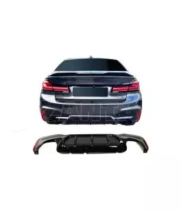 Diffuser Πίσω Προφυλακτήρα Για Bmw 5 G30/G31 17+ M-Packet Γυαλιστερό Μαύρο Με 2 Διπλές Τρύπες Εξάτμισης Αριστερά & Δεξιά Από Abs 