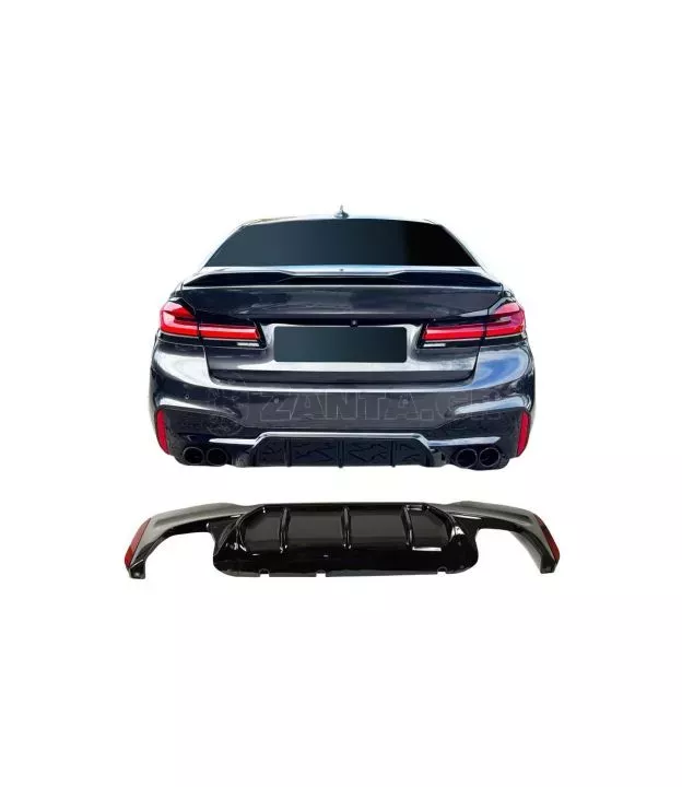Diffuser Πίσω Προφυλακτήρα Για Bmw 5 G30/G31 17+ M-Packet Γυαλιστερό Μαύρο Με 2 Διπλές Τρύπες Εξάτμισης Αριστερά & Δεξιά Από Abs