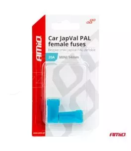 ΑΣΦΑΛΕΙΕΣ JapVal PAL ΜΙΝΙ 14mm ΘΗΛΥΚΕΣ 20A ΣΕ ΓΑΛΑΖΙΟ ΧΡΩΜΑ AMIO - 2 Τεμ. 