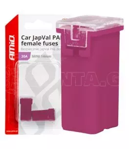 ΑΣΦΑΛΕΙΕΣ JapVal PAL ΜΙΝΙ 14mm ΘΗΛΥΚΕΣ 30A ΣΕ ΜΩΒ ΧΡΩΜΑ AMIO - 2 Τεμ. 