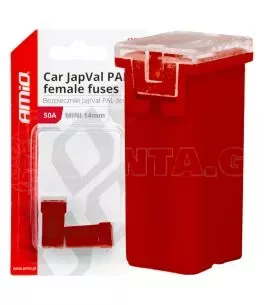ΑΣΦΑΛΕΙΕΣ JapVal PAL ΜΙΝΙ 14mm ΘΗΛΥΚΕΣ 50A ΣΕ ΚΟΚΚΙΝΟ ΧΡΩΜΑ AMIO - 2 Τεμ. 