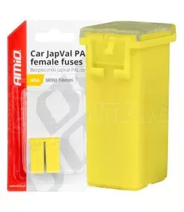 ΑΣΦΑΛΕΙΕΣ JapVal PAL ΜΙΝΙ 14mm ΘΗΛΥΚΕΣ 60A ΣΕ ΚΙΤΡΙΝΟ ΧΡΩΜΑ AMIO - 2 Τεμ. 