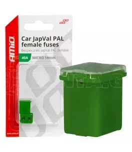 ΑΣΦΑΛΕΙΕΣ JapVal PAL ΜICRO 14mm ΘΗΛΥΚΕΣ 40A ΣΕ ΠΡΑΣΙΝΟ ΧΡΩΜΑ AMIO - 2 Τεμ. 