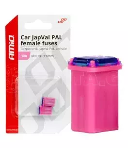 ΑΣΦΑΛΕΙΕΣ JapVal PAL ΜICRO 11mm ΘΗΛΥΚΕΣ 30A ΣΕ ΡΟΖ ΧΡΩΜΑ AMIO - 2 Τεμ. 