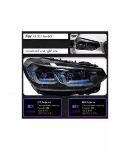 Μπροστινά Φανάρια Set Για Bmw Χ3 G01 / G08 18-22 Led Laser Style Μαύρα Carner 