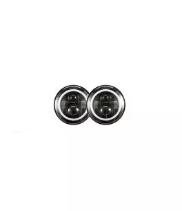 Led Φώτα Πορείας 7″ Ιντσών Με Σύστημα Drl [Angel Eyes] 