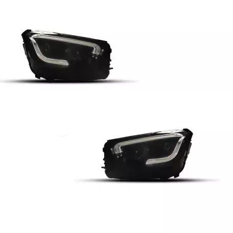 Μπροστινά Φανάρια Set Για Mercedes-Benz GLC C253/X253 Upgrade Σε Facelift Look 2020-2021 Μαύρα Full Led DRL Με Μοτέρ Carner 
