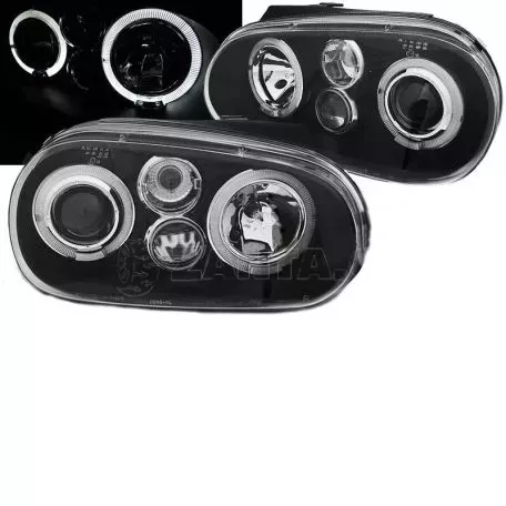 Μπροστινά Φανάρια Set Για Vw Golf IV (4) 97-03 Angel Eyes Μαύρα H1/H1/P21W JunYan 