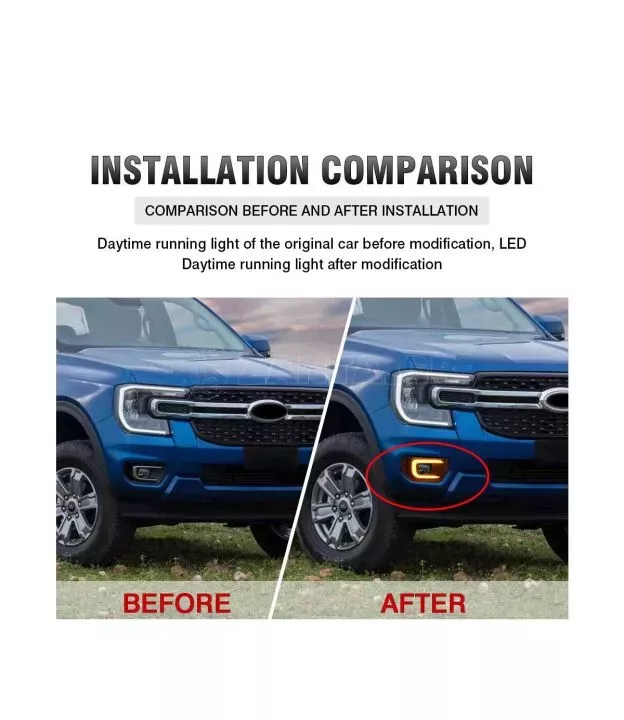 Ford Ranger (T9) 2023+ (XLT/Limited) Εμπρόσθια Προβολάκια Ομίχλης DRL