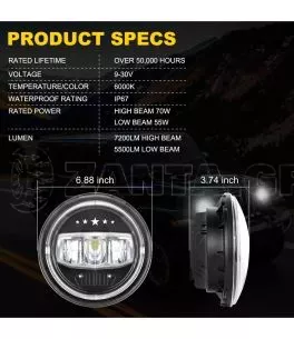 Jeep Wrangler (CJ) 1971-1986 Φώτα Πορείας 7" Ιντσών Led (Stars) 