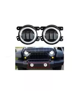 Jeep Wrangler (JK) 2007-2018 Προβολείς Ομίχλης LED  4" Ιντσών Με Σύστημα Drl [Halo Ring] 