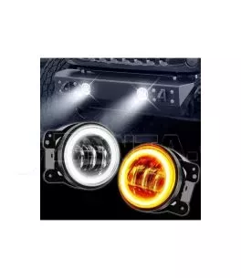 Jeep Wrangler (JK) 2007-2018 Προβολείς Ομίχλης LED  4" Ιντσών Με Σύστημα Drl [Halo Ring] 