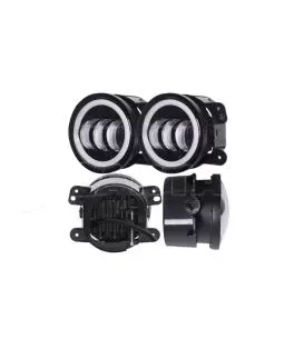 Jeep Wrangler (JK) 2007-2018 Προβολείς Ομίχλης LED  4" Ιντσών Με Σύστημα Drl [Halo Ring] 