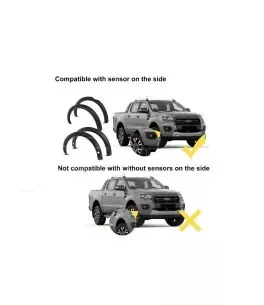 Ford Ranger T8 2019-2022 Φρύδια Τροχών Μαύρα (OEM) Με Τρύπα Για Σένσορα 