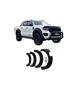Ford Ranger T8 2019-2022 Φρύδια Τροχών Μαύρα με Διακοσμητικές Βίδες (Modified) Με Τρύπα Για Σένσορα 