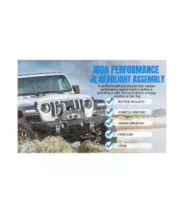 Jeep Wrangler JL 2018+ Φώτα Πορείας LED Με Βάση - [Full Angel Eyes] 