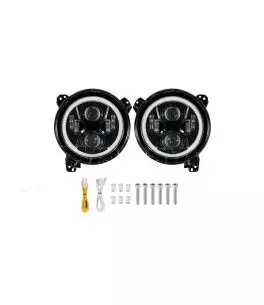 Jeep Wrangler JL 2018+ Φώτα Πορείας LED Με Βάση - [Full Angel Eyes] 