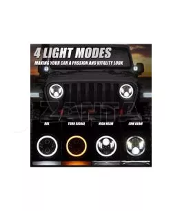 Jeep Gladiator JT 2019+ Φώτα Πορείας LED Με Βάση - [Full Angel Eyes] 