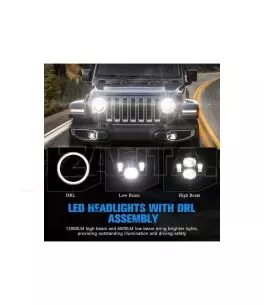 Jeep Gladiator JT 2019+ Φώτα Πορείας LED Με Βάση - [Full Angel Eyes] 