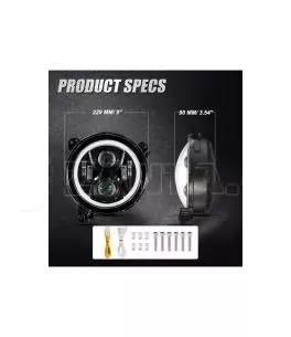 Jeep Gladiator JT 2019+ Φώτα Πορείας LED Με Βάση - [Full Angel Eyes] 