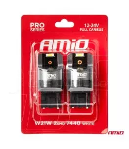 ΛΑΜΠΑΚΙΑ W21W 12/24V 6.000K 2SMD LED FULL CAN-BUS ΛΕΥΚΑ PRO SERIES AMIO - 2 Τεμ. 