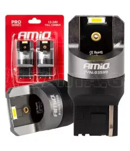 ΛΑΜΠΑΚΙΑ W21W 12/24V 6.000K 2SMD LED FULL CAN-BUS ΛΕΥΚΑ PRO SERIES AMIO - 2 Τεμ. 
