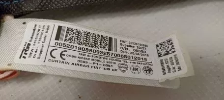 Αερόσακος Οροφής Αριστερά από Fiat Panda - 0589-P1-0051 00520190880932570065012018  00650 