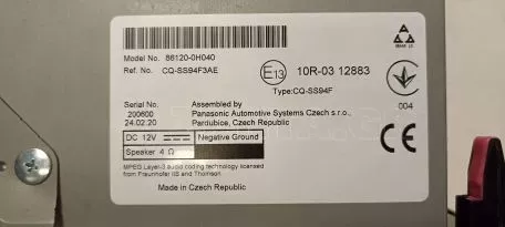 Ραδιόφωνο CD από Toyota Aygo - 86120-0H040 CQ-SS94F3AE 10R-03 12883 