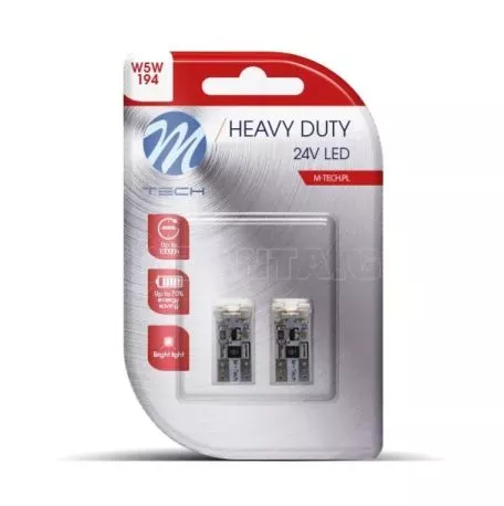 M-tech T10 W5W 24V W2.1x9.5d 4xSMD2835 LED CAN-BUS ΛΕΥΚΟ HEAVY DUTY BLISTER M-TECH - 2 Τεμ. LB9329W/MT 