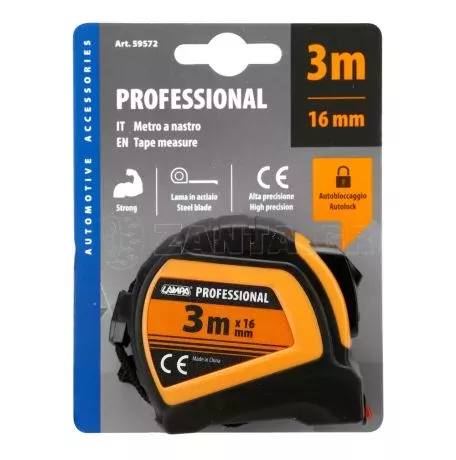 Lampa ΜΕΤΡΟΤΑΙΝΙΑ ΑΥΤΟΜΑΤΗ PROFESSIONAL 3m x16mm ΜΕ ΚΛΕΙΔΩΜΑ & ΚΛΙΠ ΖΩΝΗΣ LAMPA - 1 ΤΕΜ. L5957.2 