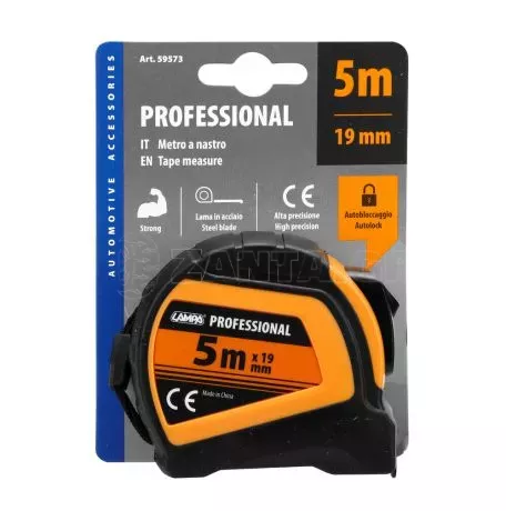 Lampa ΜΕΤΡΟΤΑΙΝΙΑ ΑΥΤΟΜΑΤΗ PROFESSIONAL 5m x16mm ΜΕ ΚΛΕΙΔΩΜΑ & ΚΛΙΠ ΖΩΝΗΣ LAMPA - 1 ΤΕΜ. L5957.3 