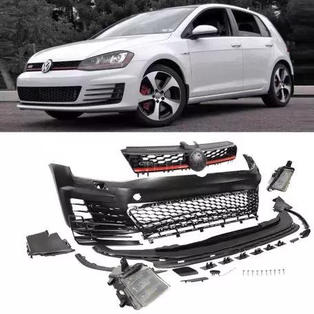 Μπροστινός Προφυλακτήρας Για VW Golf VII (7) 13-17 GTI Look Σετ Με Μάσκα & Led Προβολείς 