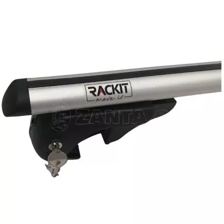 Μπάρες Οροφής Αλουμινίου Universal Rackit RK004 120cm Railing System Σετ Με Πόδια Και Κλειδαριά Ασημί 2 Τεμάχια 