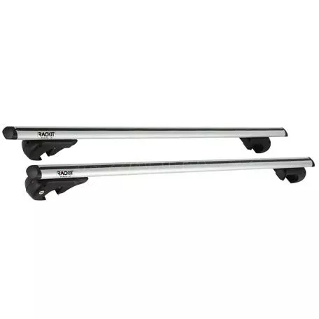 Μπάρες Οροφής Αλουμινίου Universal Rackit RK004 120cm Railing System Σετ Με Πόδια Και Κλειδαριά Ασημί 2 Τεμάχια 