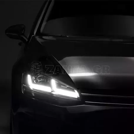 Μπροστινά Φανάρια Set Για Vw Golf VII (7) 12-17 DRL Full Led Halogen Version Black/Chrome LEDHL103-CM RHD (Δεξιοτίμονα) Osram Ledriving 