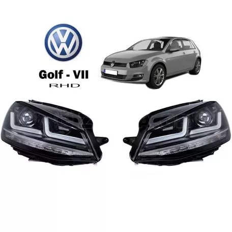 Μπροστινά Φανάρια Set Για Vw Golf VII (7) 12-17 DRL Full Led Halogen Version Black/Chrome LEDHL103-CM RHD (Δεξιοτίμονα) Osram Ledriving 