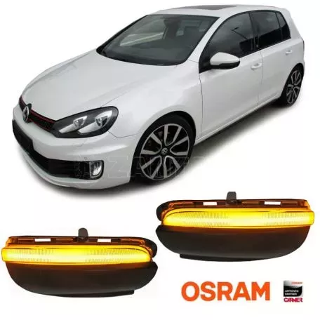 Φλας Καθρέπτη Για Vw Golf 6 VI 08-12 / Touran 10-15 Osram Dynamic Led Canbus Μαύρο 2 Τεμάχια 