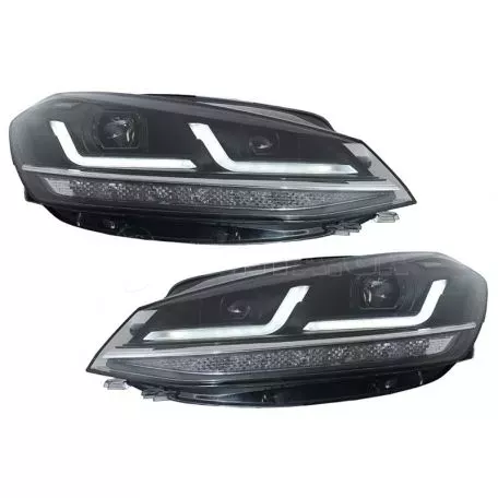 Μπροστινά Φανάρια Set Για Vw Golf VII (7.5) 17-19 DRL Full Led Halogen Version Black LEDHL10-BK Osram Ledriving 