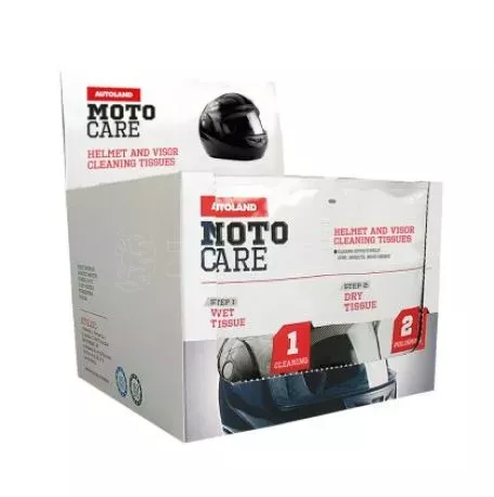 Μαντηλάκια καθαρισμού κράνους MOTO CARE helmetand visor cleaning tissues /wet and dry/ 