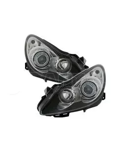 Μπροστινά Φανάρια Set Για Opel Corsa D 06-11 Angel Eyes Μαύρα H7/H1 Depo 