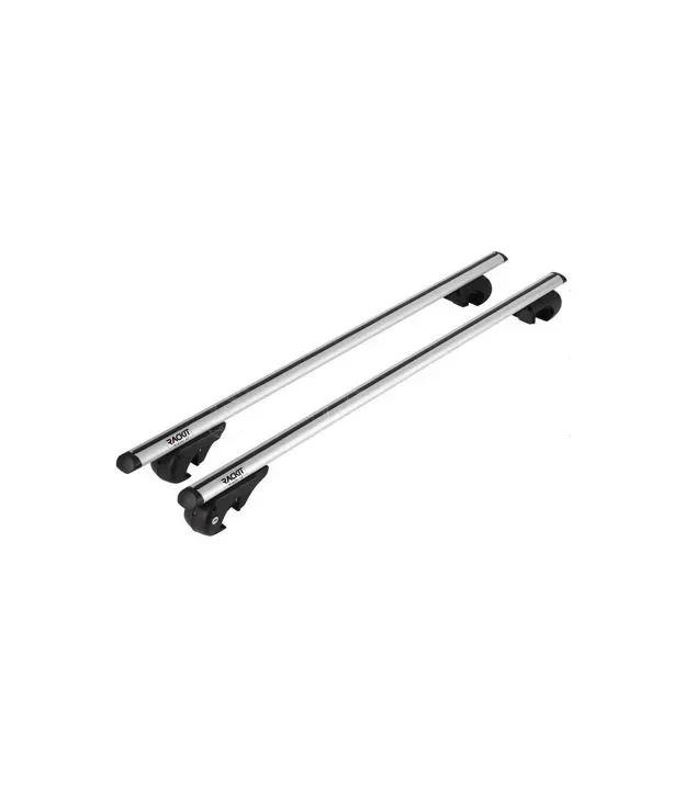 Μπάρες Οροφής Αλουμινίου Universal Rackit RK004 120cm Railing System Σετ Με Πόδια Και Κλειδαριά Ασημί 2 Τεμάχια