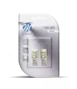 T10 W5W 12V W2,1x9,5d LED 9xSMD3528 ΜΠΛΕ (ΚΑΡΦΩΤΟ ΑΚΑΛΥΚΟ) BLISTER 2ΤΕΜ. M-TECH 