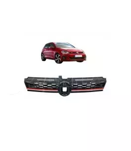 Μάσκα Για Vw Golf VII (7.5) 16-19 GTI Look Κυψελωτή Με Κόκκινο Σιρίτι Και Βάση Αισθητήρα 1 Τεμάχιο 