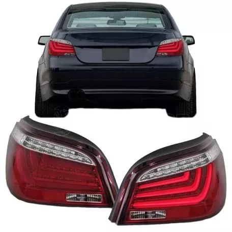 Πισινά Φανάρια Set Για Bmw 5 E60 03-07 Led Bar Κόκκινο/Crystal JunYan 