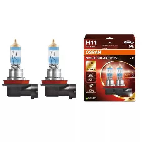 Λάμπες Αλογόνου H11 12V 55w Night Braker +220% Osram 64211NB220 2 Τεμάχια 
