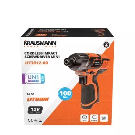 Παλμικό Κατσαβίδι Mini 12V + 2 Μπαταρίες 2.0Ah Με Φορτιστή Και Τσάντα Krausmann U73012-22S 