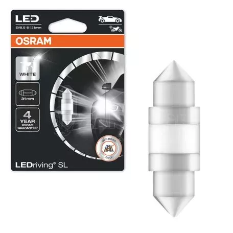 Λάμπα Led Σωληνωτή 31mm C5W SV8.5-8 12volt 1 watt 6000k Osram 6438DWΡ-01Β 1 Τεμάχιο 